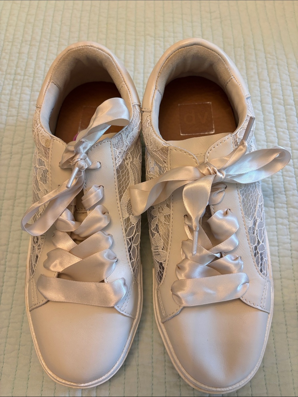 Dolce Vita Satin Ribbon Lace-Up Sneakers - Ivory